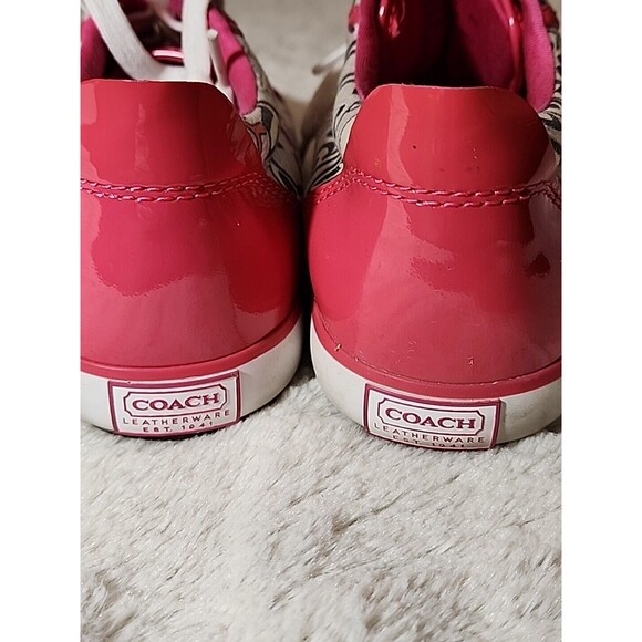 COACH Shoes Sneakers Womens 8 M Barrett‎ Poppy Pink Floral Script Designer Logo - Picture 9 of 11